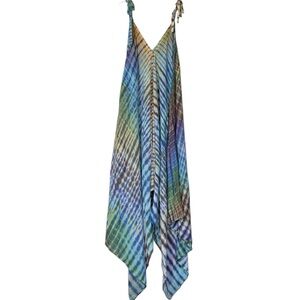 Del Sole Tie Dyed Hankerchief Hem Romper Large